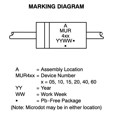 Rectificadores de potencia conmutados MUR405G 